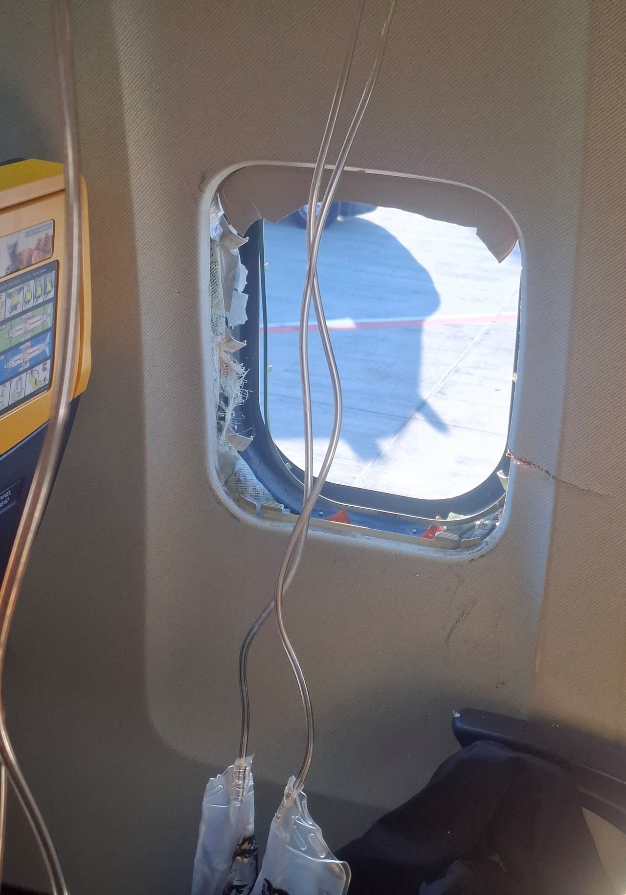 default-86 A broken window is seen on an aircraft.